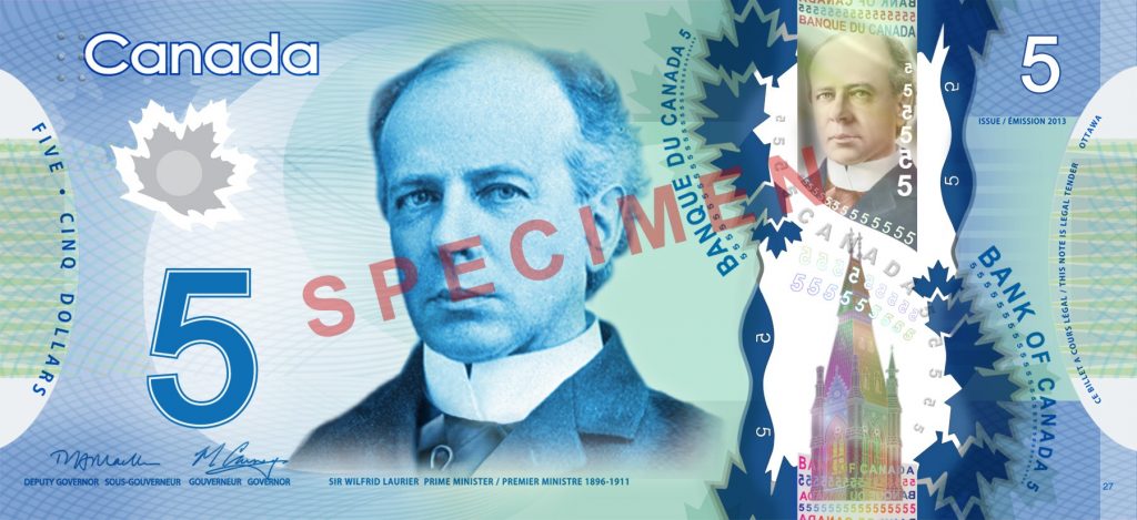 Banknoten in Kanada - 5 Dollar Vorderseite
