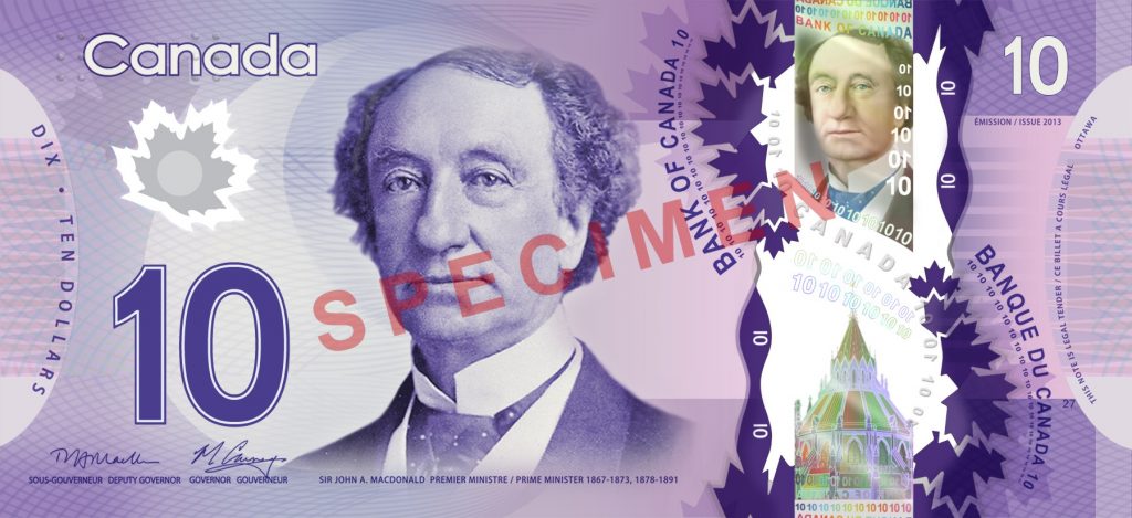 Banknoten in Kanada - 10 Dollar Vorderseite