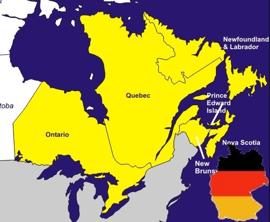 Provinces and territories CanadaSize comparison East Canada - Germany